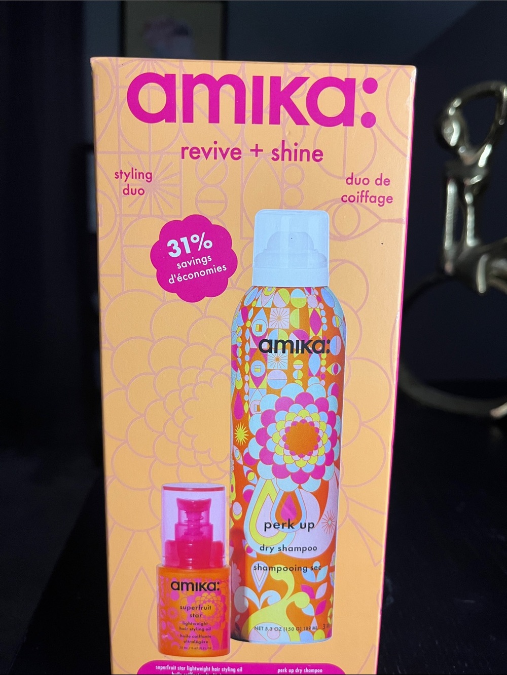 amika styling duo — Perk Up Dry Shampoo & Star Fruit Styling Oil